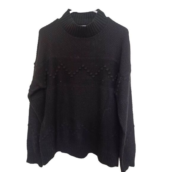 Pink Clover Sweaters - Pink Clover Sweater Long Sleeve Color Black Size XL